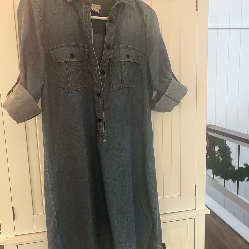 J. Crew Blue Denim Button-Up Dress